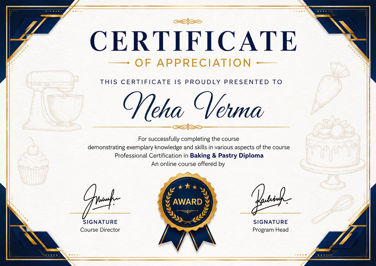 Baking & Pastry Diploma Certificate